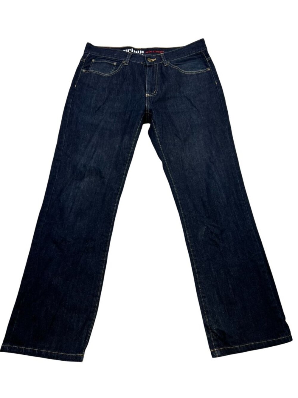 Urban Pipeline Mens Dark Wash Denim Relaxed Slim Straight Jeans Size 33/30 Blue